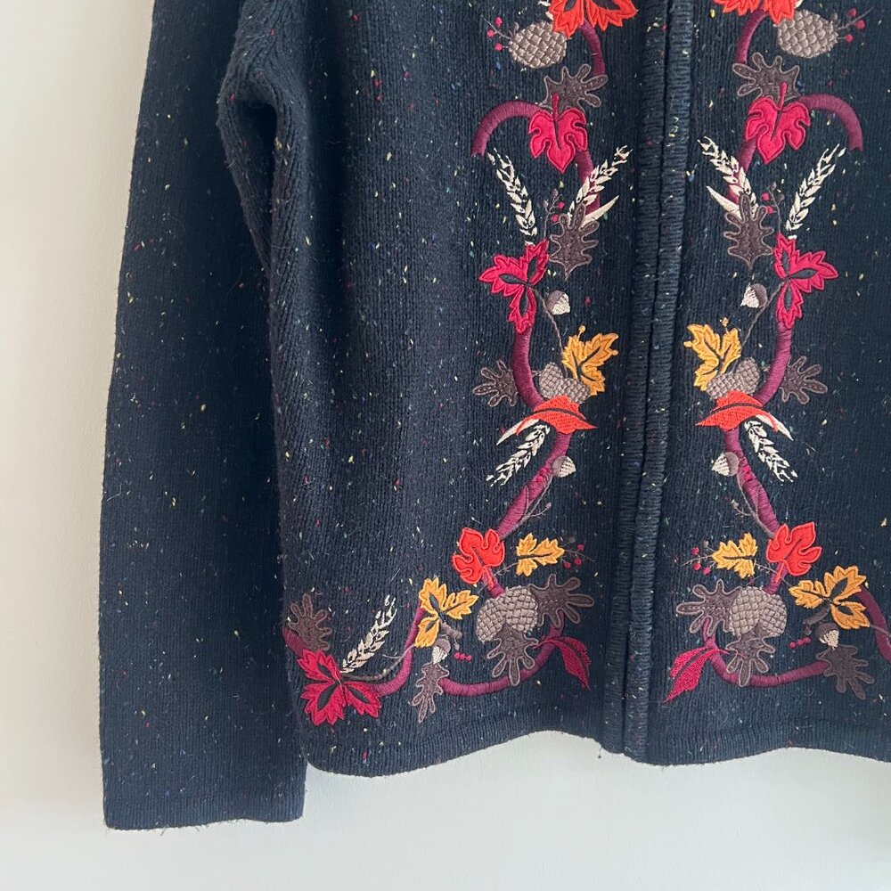 Vintage Croft & Barrow Embroidered Fall Sweater Leaf Cottagecore Academia Knit‎ - Picture 2 of 8